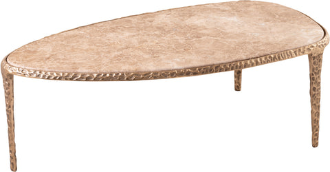 Farrah Beige Genuine Marble Top And Aluminum Base Coffee Table, 1 Piece