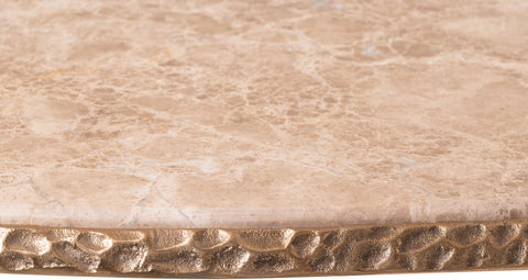 Farrah Beige Genuine Marble Top And Aluminum Base Coffee Table, 1 Piece
