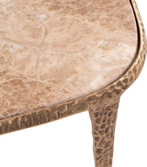 Farrah Beige Genuine Marble Top And Aluminum Base Coffee Table, 1 Piece