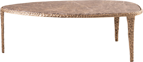 Farrah Brown Genuine Marble Top And Aluminum Base Coffee Table, 1 Piece