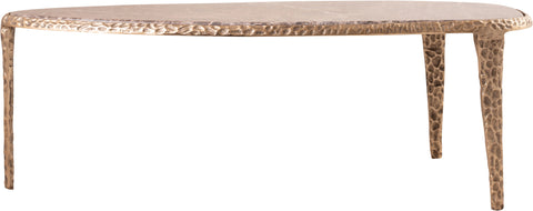Farrah Brown Genuine Marble Top And Aluminum Base Coffee Table, 1 Piece