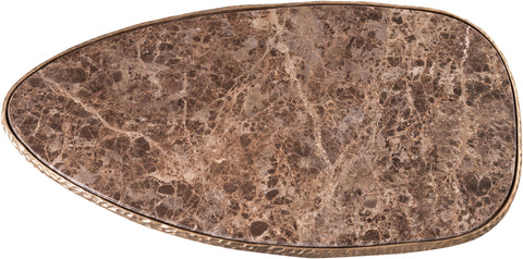 Farrah Brown Genuine Marble Top And Aluminum Base Coffee Table, 1 Piece