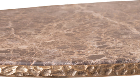 Farrah Brown Genuine Marble Top And Aluminum Base Coffee Table, 1 Piece