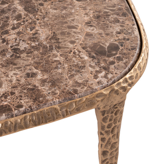 Farrah Brown Genuine Marble Top And Aluminum Base Coffee Table, 1 Piece