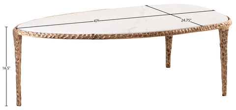 Farrah White Genuine Marble Top And Aluminum Base Coffee Table, 1 Piece