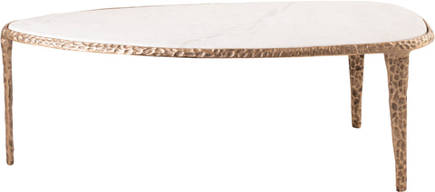 Farrah White Genuine Marble Top And Aluminum Base Coffee Table, 1 Piece