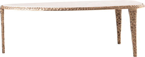 Farrah White Genuine Marble Top And Aluminum Base Coffee Table, 1 Piece