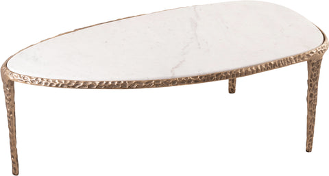Farrah White Genuine Marble Top And Aluminum Base Coffee Table, 1 Piece