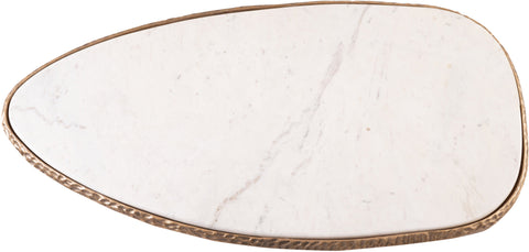 Farrah White Genuine Marble Top And Aluminum Base Coffee Table, 1 Piece