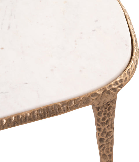 Farrah White Genuine Marble Top And Aluminum Base Coffee Table, 1 Piece