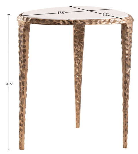 Farrah White Genuine Marble Top And Aluminum Base End / Side Table, 1 Piece