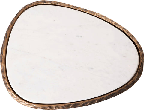 Farrah White Genuine Marble Top And Aluminum Base End / Side Table, 1 Piece