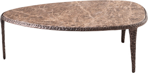 Farrah Brown Genuine Marble Top And Aluminum Base Coffee Table, 1 Piece (Style 2)
