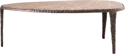 Farrah Brown Genuine Marble Top And Aluminum Base Coffee Table, 1 Piece (Style 2)