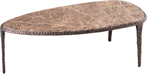 Farrah Brown Genuine Marble Top And Aluminum Base Coffee Table, 1 Piece (Style 2)