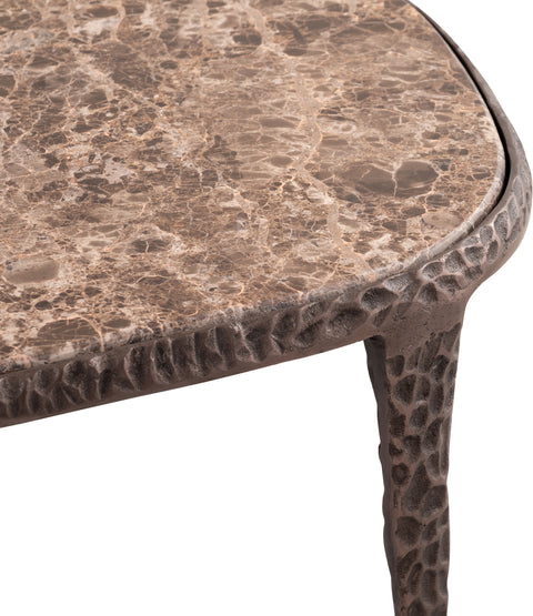 Farrah Brown Genuine Marble Top And Aluminum Base Coffee Table, 1 Piece (Style 2)