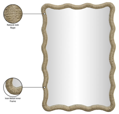 Selene 24" Natural Jute Rope Frame Mirror, 1 Piece