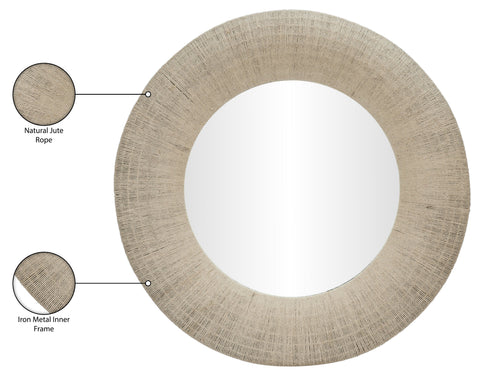 Selene 48" Natural 48" Jute Rope Frame Mirror, 1 Piece