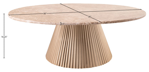 Harper Beige Genuine Marble Top And Iron Base Coffee Table, 1 Piece