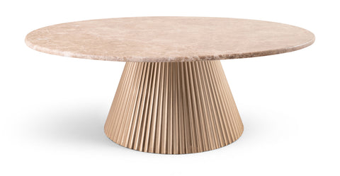 Harper Beige Genuine Marble Top And Iron Base Coffee Table, 1 Piece