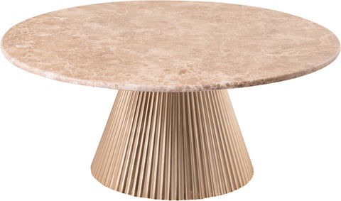 Harper Beige Genuine Marble Top And Iron Base Coffee Table, 1 Piece