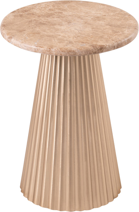 Harper Beige Genuine Marble Top And Iron Base End / Side Table, 1 Piece