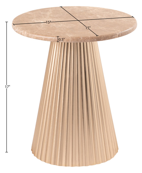 Harper Beige Genuine Marble Top And Iron Base End / Side Table, 1 Piece (Style 2)