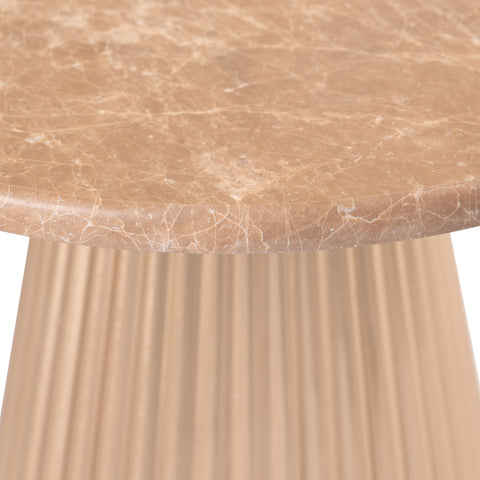 Harper Beige Genuine Marble Top And Iron Base End / Side Table, 1 Piece (Style 2)