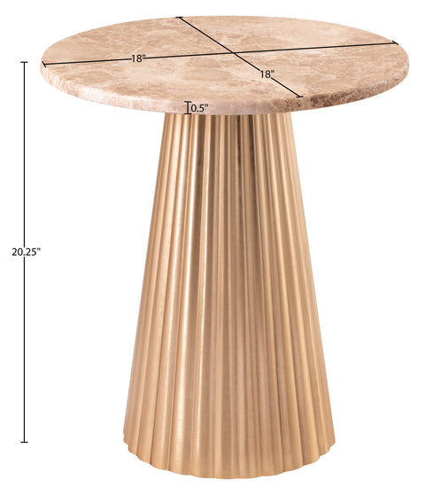 Harper Beige Genuine Marble Top And Iron Base End / Side Table, 1 Piece (Style 3)