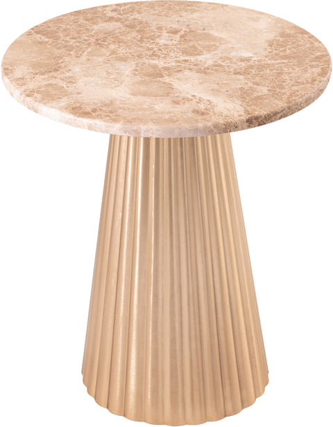 Harper Beige Genuine Marble Top And Iron Base End / Side Table, 1 Piece (Style 3)