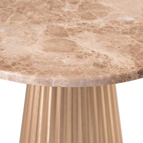 Harper Beige Genuine Marble Top And Iron Base End / Side Table, 1 Piece (Style 3)
