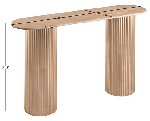 Harper Beige Genuine Marble Top And Iron Base Console Table, 1 Piece