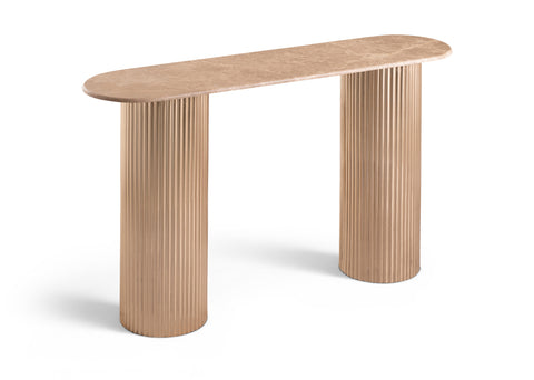 Harper Beige Genuine Marble Top And Iron Base Console Table, 1 Piece