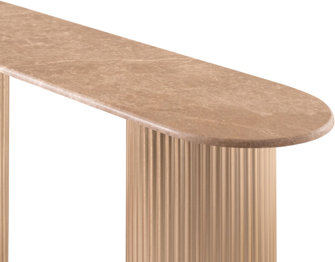 Harper Beige Genuine Marble Top And Iron Base Console Table, 1 Piece