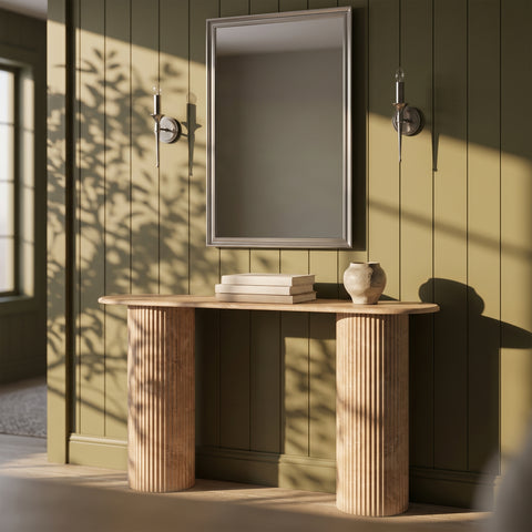 Harper Beige Genuine Marble Top And Iron Base Console Table, 1 Piece