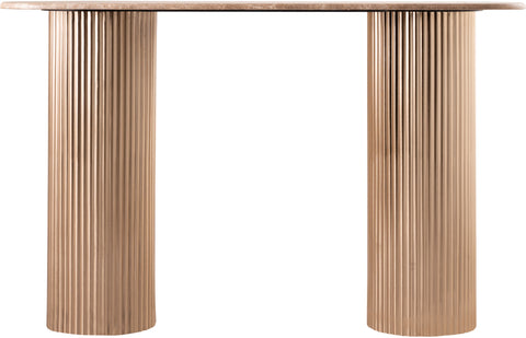 Harper Beige Genuine Marble Top And Iron Base Console Table, 1 Piece