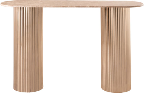 Harper Beige Genuine Marble Top And Iron Base Console Table, 1 Piece