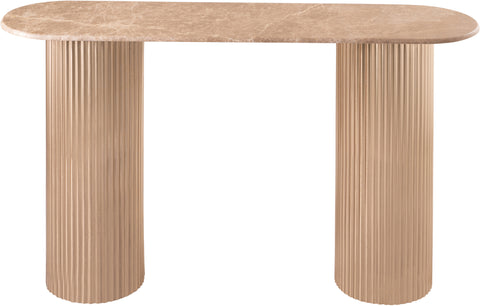 Harper Beige Genuine Marble Top And Iron Base Console Table, 1 Piece