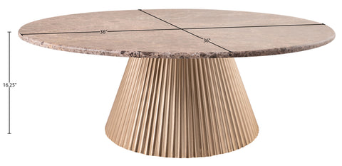 Harper Brown Genuine Marble Top And Iron Base Coffee Table, 1 Piece