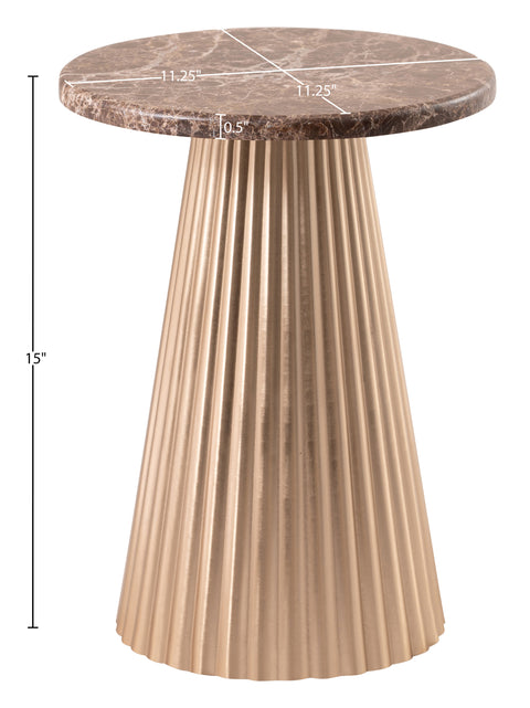 Harper Brown Genuine Marble Top And Iron Base End / Side Table, 1 Piece