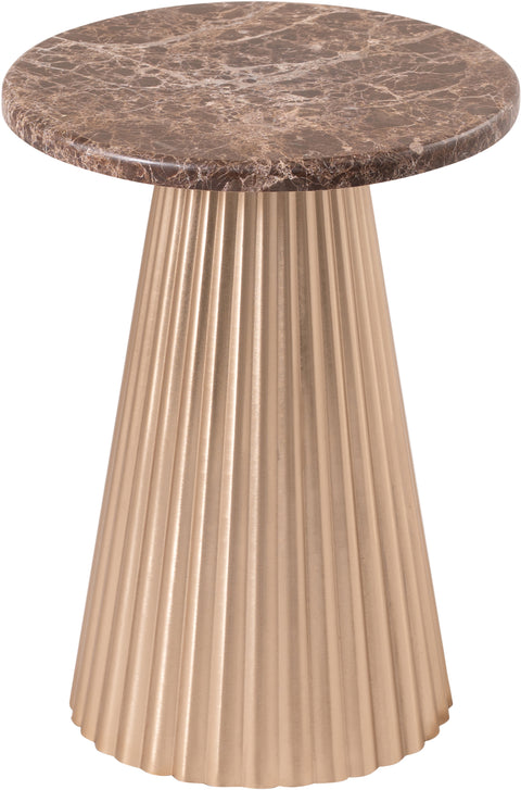 Harper Brown Genuine Marble Top And Iron Base End / Side Table, 1 Piece