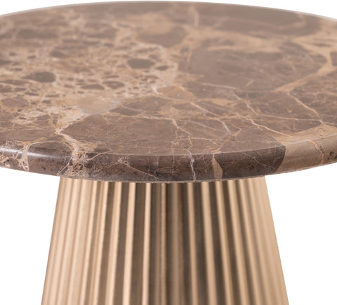 Harper Brown Genuine Marble Top And Iron Base End / Side Table, 1 Piece
