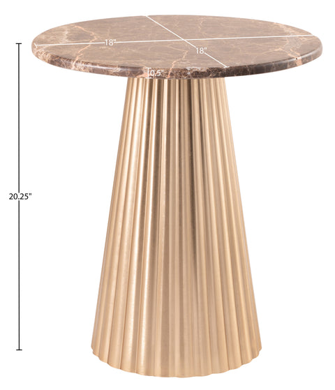 Harper Brown Genuine Marble Top And Iron Base End / Side Table, 1 Piece (Style 3)