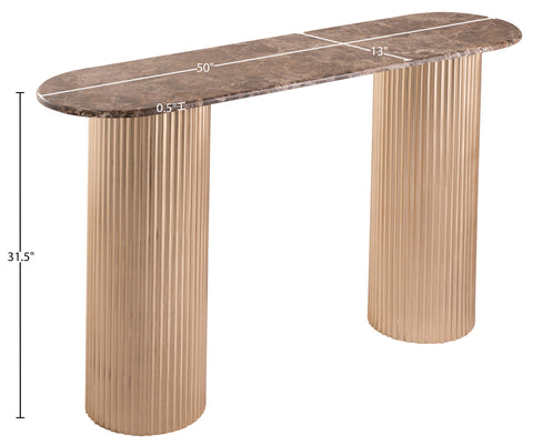 Harper Brown Genuine Marble Top And Iron Base Console Table, 1 Piece