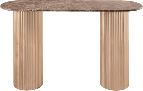 Harper Brown Genuine Marble Top And Iron Base Console Table, 1 Piece