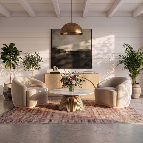 Harper White Genuine Marble Top And Iron Base Coffee Table, 1 Piece