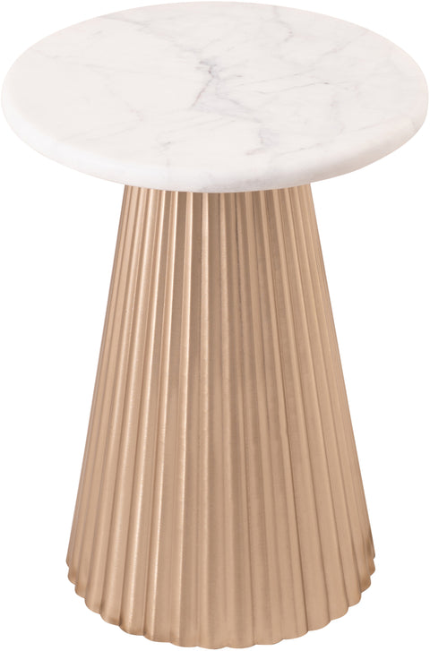 Harper White Genuine Marble Top And Iron Base End / Side Table, 1 Piece