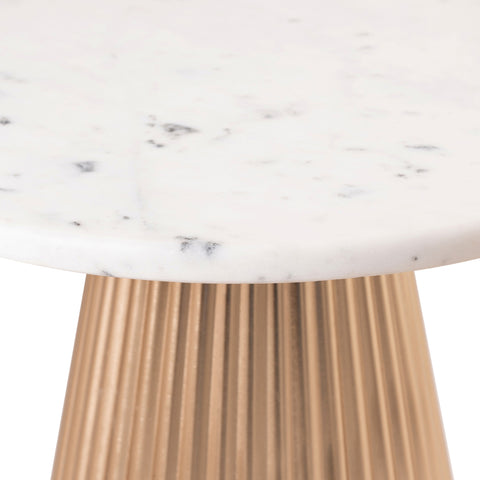 Harper White Genuine Marble Top And Iron Base End / Side Table, 1 Piece