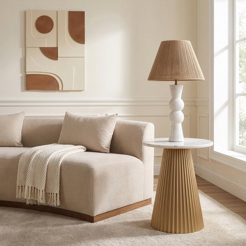 Harper White Genuine Marble Top And Iron Base End / Side Table, 1 Piece (Style 2)