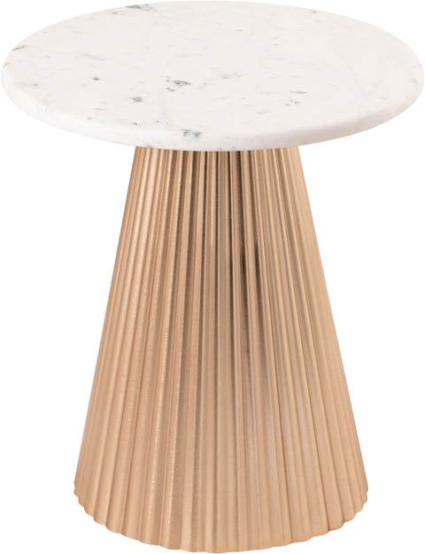 Harper White Genuine Marble Top And Iron Base End / Side Table, 1 Piece (Style 2)